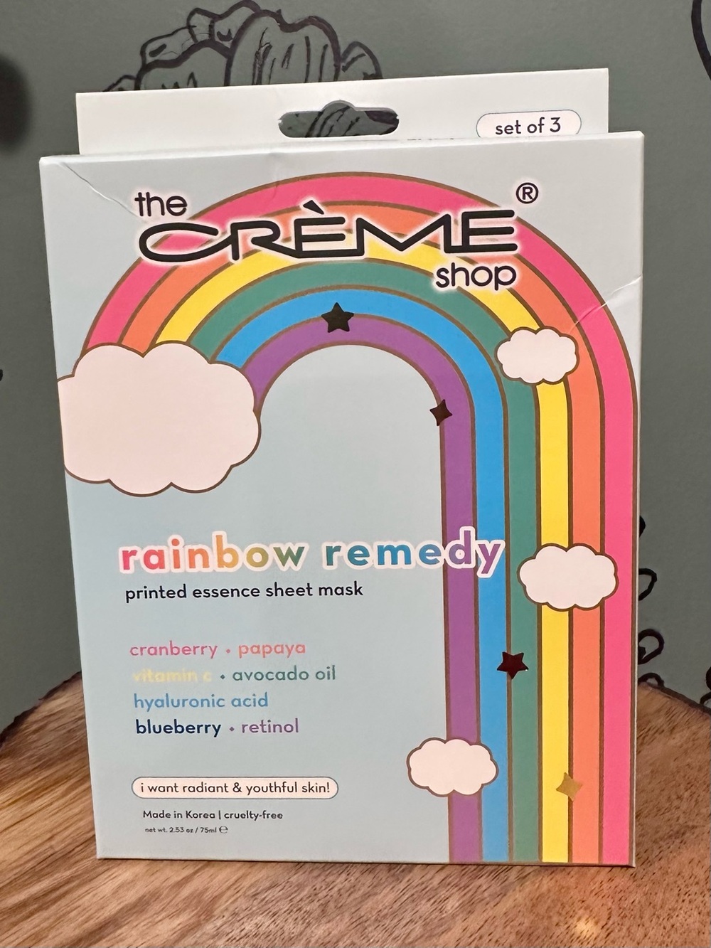 The Crème Shop Rainbow Remedy Printed Essence Sheet Mask: Box of 3